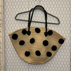 PomPom Straw Tote Bag by Shiraleah